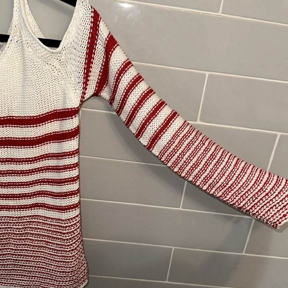Peek-A-Boo Shoulder Striped Sweater - Picture 7 of 14